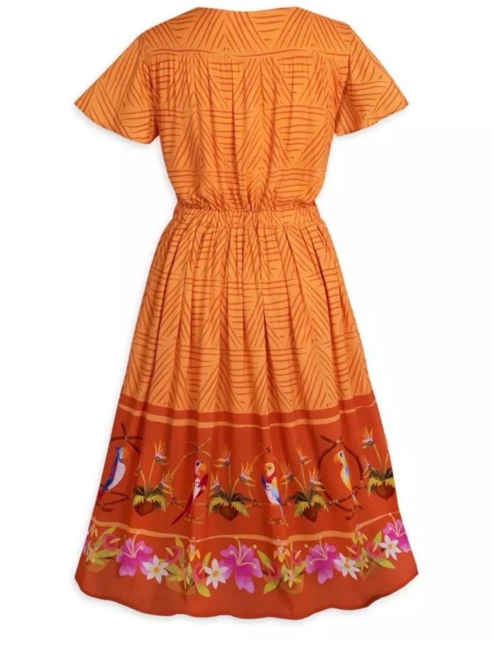 Disney Orange Tie-Front Midi Dress with Bird Border - Picture 3 of 11